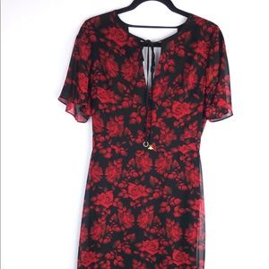 Sam Edelman Women’s Red Rose MiDi Tie Neck Size 6
